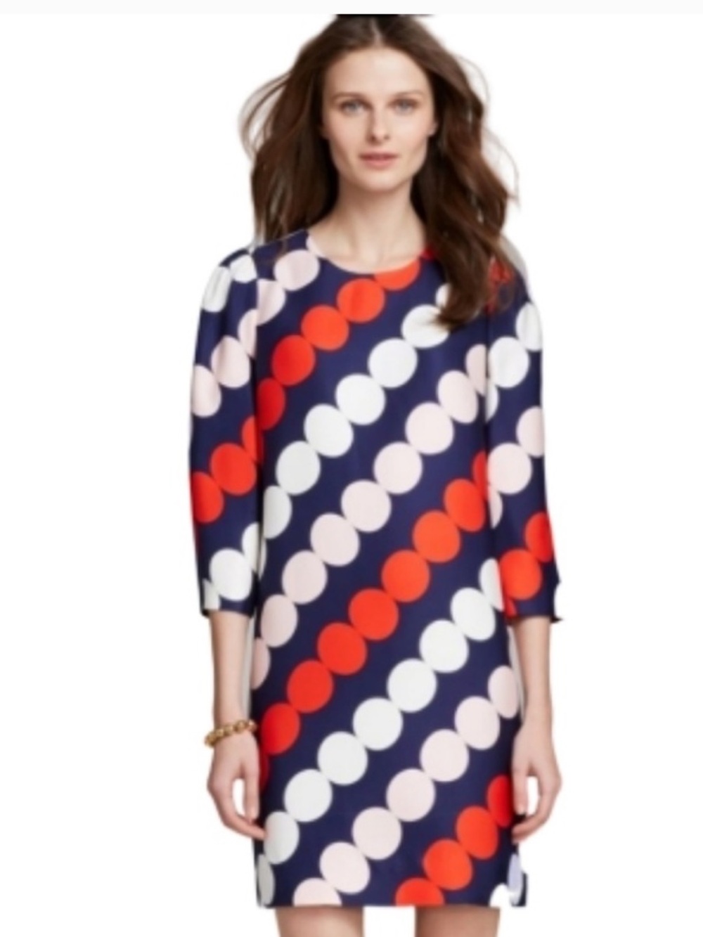 kate spade Navy Shift Dress with Red and White Polka Diagonal